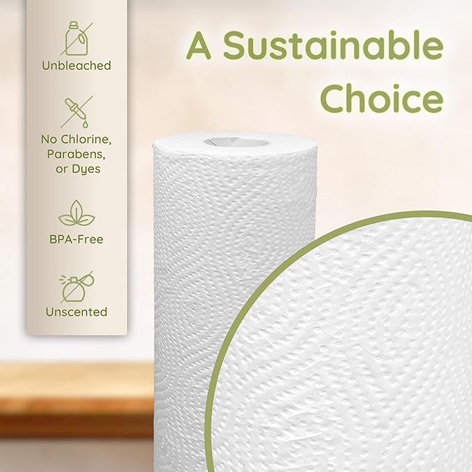 Reli. Bamboo Paper Towels (8 Pack) | Paper Towels Rolls 2 Ply | 75 Sheets/Roll, Full Size Sheets | Unbleached, Organic Rolls for Kitchen, Bathroom | 100% Bamboo