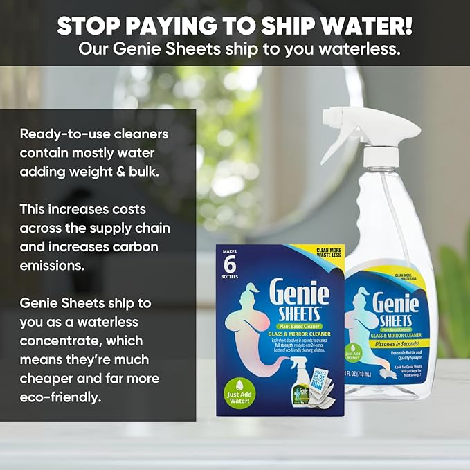 Microfiber Wholesale Genie Sheets Bathroom Cleaner | 1 Bottle with Foaming Sprayer + Concentrate Makes 6 24oz Refills | Professional-Strength | Just Add Water | Sustainable EcoFriendly Plant-Based