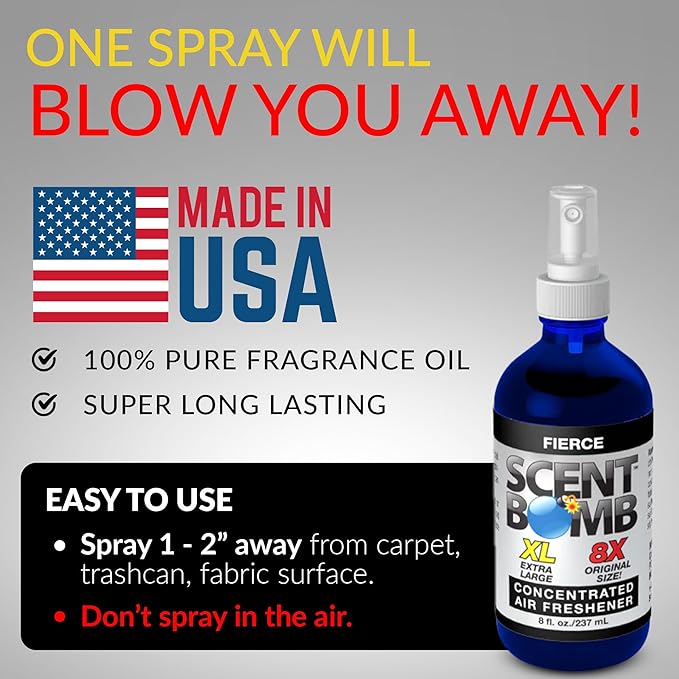 Scent Bomb Air Freshener Spray, Long-Lasting Odor Eliminator for Home & Car, Effective Deodorizer for Kitchen, Bathroom, Fresh Room Spray & Smell Neutralizer, Fierce Scent