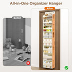 Mefirt Over The Door Organizer, 8 Shelf Door Hanging Organizers with 8 Large Capacity Pockets, Back of Door Organizer Storage Hanging Shelves for Closet Bathroom Bedroom Nursery