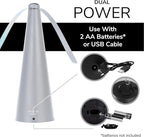 Fly Fans for Tables by Modern Lyfe - AA Battery & USB Powered - Fly Swatter Outdoor Camping Accessory Or for Food at Parties, Restaurants & Picnics, Bug Fan, Spinner Keeps Flies Away (2 Pack - Grey)
