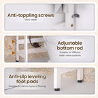 Cozivolife Over The Toilet Storage with 2 Baskets, 4-Tier Bamboo Organizer Rack with Paper Holder & 4 Hooks & Waterproof Feet Pad,Freestanding Shelf for Bathroom(White)