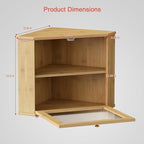 Goozii Bamboo Corner Bread Box for Kitchen Counter, 2 Tier Bread Keeper Wooden Round, Farmhouse Bread Storage Bin for Kitchen Countertop, Counter Organizer for Bread, Cup, Fruit, Spice, Snack