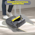 Broom and Dustpan Set with 54" Long Handle, Windproof Stand-Up Dustpan & Broom Combo with 8-Piece Cleaning Tool Kit for Home, Kitchen, Office & Pet Hair Cleaning