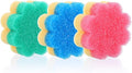 3pcs Scrubbies for Dishes, Dish Washing Sponge, Dual-Sided Temperature Scrubby Sponges, Flower Dual-Sided Sponge for Dish, Bathroom, Kitchen, Washing & Plus, Multipurpose