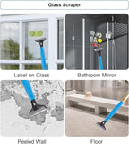 2 in 1 Window Squeegee Cleaning Kit with Aluminum Alloy Extension Poles, Scrubber, Glass Scrapper, Bendable Duster,2 Scrubber Cloth for Window, Car, Floor, Home, Garden