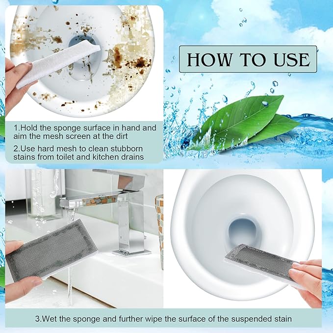 6 Pack Toilet Ring Remover Cleaner Pads Scrubbing Screen for Household Scouring Mesh Pad Sponge Remove Carbon Rust and Scale for Toilet Grill Kitchen Ceramic Tiles Sinks