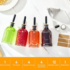 4pcs Glass Coffee Syrup Dispenser Bottles 7 OZ, Simple Syrup Bottles with Metal Pour Spout, Syrup Dispenser for Coffee Bar Accessories for Maple Honey Syrup Oil and Sauces