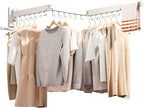 ZdwCyl Clothes Drying Rack,Laundry Drying Rack Wall Mount, Wall Mounted Clothes Rack,Retractable,Collapsible(Tri-Fold),Drying Rack Clothing,can Fold Upward & Left & Right,Space Saver, White Color