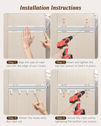 Supforce Valet Rod for Closets, 12" Valet Rod With 4 Hooks, Closet Organizer Slide Out Clothing Hanger Rods Extender Perfect for Suits,Dresses,Belt,Tie, Polished Chrome