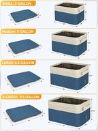 BALEINE 3 Pack Fabric Storage Bins for Shelves, Linen Storage Baskets for Organizing, Decorative Closet Bins for Clothes, Home (Navy Blue, 15"x11"x9.5")