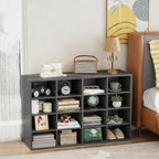 Garden 4 you Shoe Storage Bench, Cubby Shoe Rack with 16 Cubbies, 4-Tier Wood Shoe Rack Organizer, Shoe Organizer Cabinet for Entryway, Hallway, Closet and Garage, Black