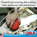 LOLA Jumbo 4" Plastic Mesh Scouring Pads, 2 Pack, Non-Scratch, Great for Pots, Dishwashing, Sinks, Appliances, Assorted Colors