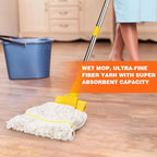 Professional Commercial Industrial Heavy Duty Mop with 48" Long Handle,Cotton Wet Commercial Mops for Floor Cleaning,Home,Kitchen,Office,Garage and Concrete Tile Floor