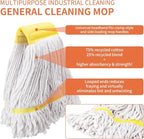 (2 Pack) Heavy Duty Mop Head Commercial Replacement for Floor Cleaning,Wet Industrial Cotton Looped End String Heads Refill,Yellow