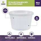 CIAO! 16oz PP Injection Molded Soup-Deli Container with LLDPE Lid, Microwavable and BPA Free (240/240 combo pack)