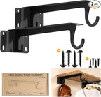 Closet Rod Support Bracket WYGWP Heavy Duty Closet Shelf Brackets Supports 200lbs,Sturdy Closet Shelves Wall Mounted for DIY Home and Closet Decor Black 2pack