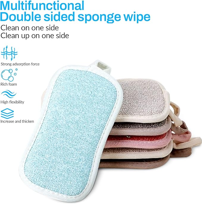 10 Pack Reusable Double-Side Microfiber Kitchen sponges,Scrubber Sponge Scouring Pads Dish Sponge Kitchen Cleaning Dishes and Pots (Gray)