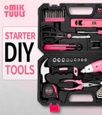 Electric Screwdriver 58pc Tool Set, Cordless & Rechargeable 3.6V Small Power Screwdriver Home Tool Kit Set with Compact Hand Box, Pink