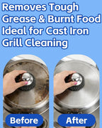 Stainless Steel Scrubber with Handle, Heavy Duty Steel Wool Scrubbers for Pots and Pans, Cast Iron, Steel Wool Scouring Pads for Stove, Oven, Grill, Kitchen, Sink Cleaning