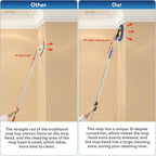 Wall Cleaner, Max 66'' Wall Mop with Long Handle, Ceiling Dust Mop with 15° Labor-Saving Elbow Extension Pole, Baseboard Duster Washer Scrubber, High Reach Window Cleaning Brush, Roof Cleaning Tool-BU