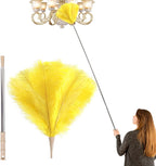 Extendable Ostrich Feather Duster Lengthen Feather Duster Used for Home Cleaning Ceilings（1.8M,Yellow）