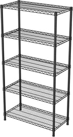 Golpart 5 Tier Heavy Duty Adjustable Storage Shelf Organizer Storage Metal Shelves Garage Wire Shelving Unit Pantry Rack 18" D x 36" W x 71.25" H,Black