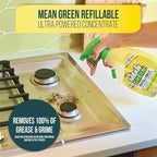 Mean Green Refillable Ultra Powered Multi-Purpose Cleaner Concentrate, Citrus & Green Tea, 14.3 fl oz (2-Pack) – Plant & Mineral Based, Cuts Through Grease & Grime, Refillable Bottle Makes 4X Refills