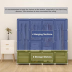 MOGELAFOO Portable Closet Wardrobe, 67-Inch Clothes Organizer with 4 Hanging Rods and 8 Shelves, Non-Woven Fabric Cover, Large Capacity Storage for Bedroom and Living Room, Grey