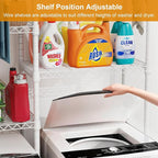 ULIFHOME U14 Over Washer and Dryer Storage Shelves, 4 Tiers Laundry Room Storage and Organizer System, Space Saving Clothes Drying Rack with 2 Clothes Hanger Rods, 66.5" W x 20.5" D x 77.4" H, White