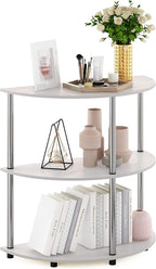 Furinno Frans Turn-N Half Round Console Table with Stainless Steel Tubes, White Oak, 15.6D x 31.1W x 30.8H in