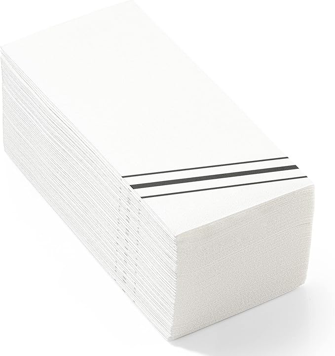 100 Pack Linen Feel Guest Paper Hand Towels | Disposable Super Absorbent Airlaid Paper Towels For Bathroom, Party, Weddings, Or Events | 12 x 17 Inches 1/6 Folded Decorative Design