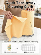 Microfiber Cleaning Cloths Roll, 75 Pack Tear Away Microfiber Towels Roll, 12" x 12" Lint Free Rags, Reusable Cleaning Cloths, Washable, Scratch Free,Ultra Absorbent Dish Rags(Orange)