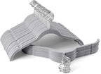 Sishynio Premium Velvet Shirt Hangers 50 Pack, Space-Saving Non-Slip Felt Hanger with 360° Swivel Hook, Slim Flocked Hangers for Strappy Dresses, Blouses, Tank Tops(Grey)