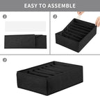 Qozary 4 Pack Drawer Organizers for Clothing, 8 Grids Foldable Closet Organizers and Storage Bins for Bedroom, Dresser Organizer Boxes for Thin T-shirts, Tank Tops