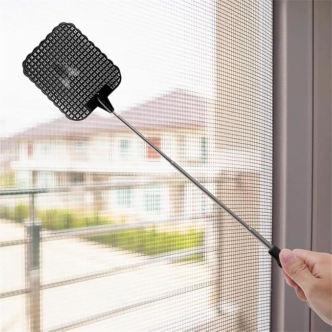 6 Pieces Extendable Fly Swatter, Manual Fly Swatter, Portable Plastic Fly Swatter for Flies, Mosquitoes and Insects - Red/Orange/Yellow/Pink/Purple/Black