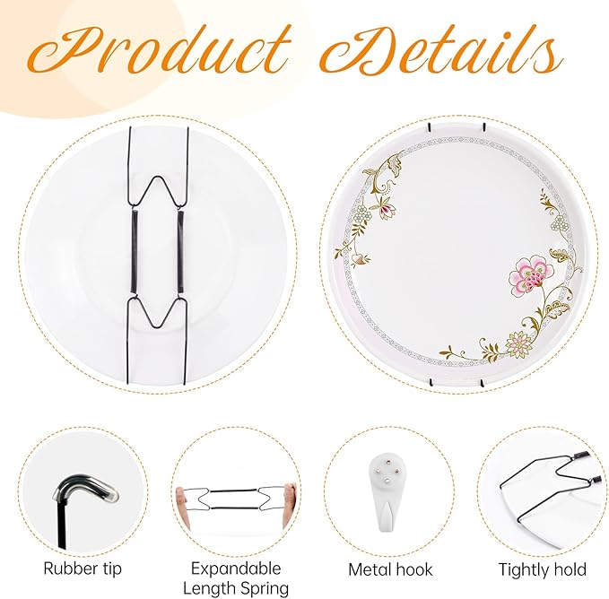Bilillo Plate Hangers for The Wall, Suitable for 8''-10'' Decorative Plate,Invisible Heavy Duty Wire Plate Holder with Wall Hooks, Plate Hangers for Displaying Plates, Platter, Dish (Black)