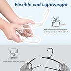HOUSE DAY White Plastic Hangers 100 Pack, Plastic Clothes Hangers with Built-in Hooks, Durable and Strong Coat Hangers for Closet, Space Saving Clothing Hanger for Shirts, Coats, Skirt, Dress