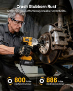 Cordless Impact Wrench 1/2 Inch, 1200N·m(886ft・lbs) Brushless High Torque Impact Gun, 21V Electric Impact Driver, 2x4.0Ah Batteries, Charger & 6 Sockets, Variable Speeds for Car/Truck RV/Mower