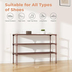 34" Widening Design Shoe Rack for Closet 16 Pairs Small Spaces Non-Woven 3 Tier Shoe Organizer Stackable Metal Shoe Shelf for Entryway, Bedroom Brown