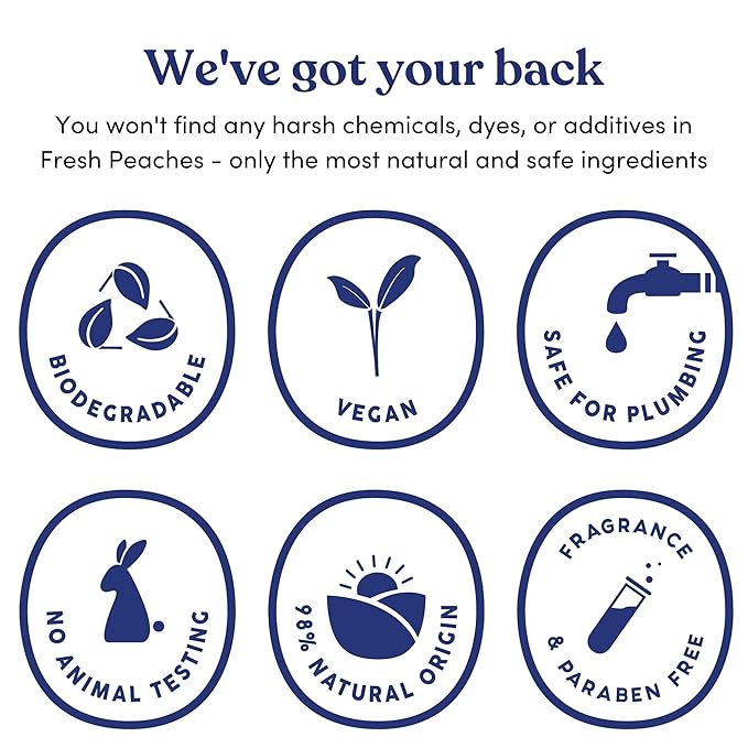 Fresh Peaches Toilet Paper Gel, Wet Wipe Alternative – Flush-Safe, A Cleaner Way to Wipe – Toilet Paper Spray (Blue Pocket, Starter with Pocket) – 4.4 oz