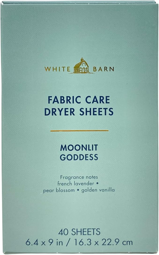 Bath & Body Works Moonlit Goddess Fabric Care Dryer Sheets - Box of 40 sheets - with a Peach Gardenia Sample Soap