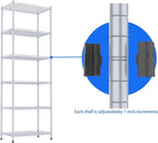 REGILLER 6 Wire Shelving Steel Storage Rack Adjustable Unit Shelves for Laundry Bathroom Kitchen Pantry Closet(Silver,11.7" D x 21.4" W x 63" H)