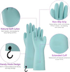 Dishwashing Rubber Gloves for Cleaning – 4 Pairs Kitchen Gloves with Handing Hooks Washing Dishes Household Glove - Small