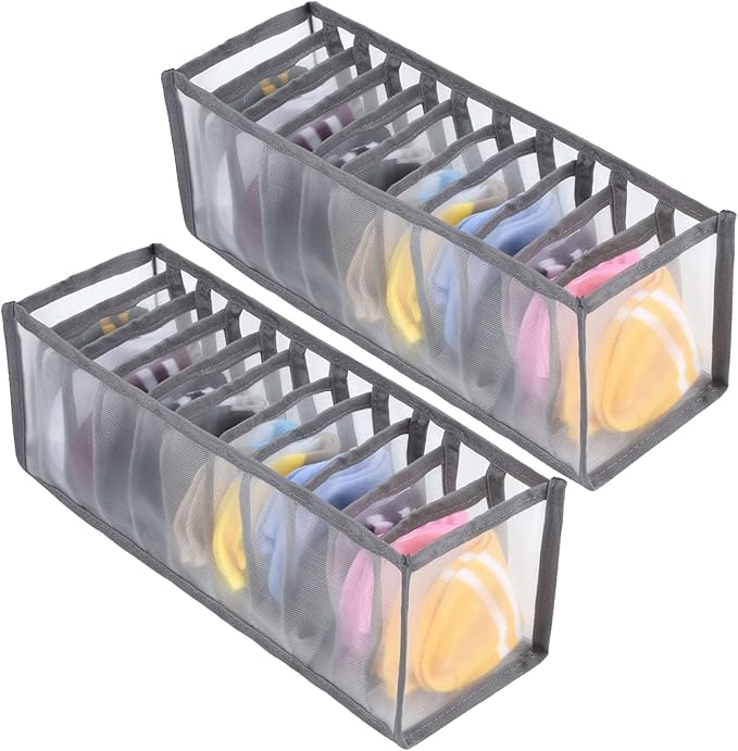 TIGARI Wardrobe Clothes Organizer, Draw and Closet Organizers, Storage for Socks, Underwear, Bra Ties, Baby Clothes (Gray)