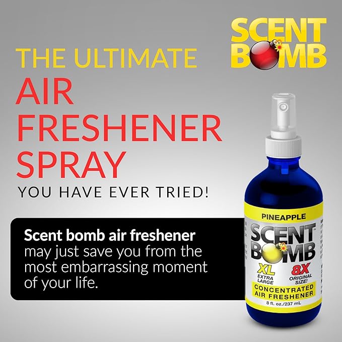 Scent Bomb Air Freshener Spray, Long-Lasting Odor Eliminator for Home & Car, Effective Deodorizer Spray for Kitchen, Bathroom, Fresh Room Spray & Smell Neutralizer, Pineapple