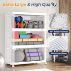 360Qt Stackable Storage Bins with Lid and Wheels, 90Gal Plastic Closet Organizer and Storage Drawer, Large Collapsible Storage Box Cabinet with Clear Door for Home Kitchen Office, 3Pack White