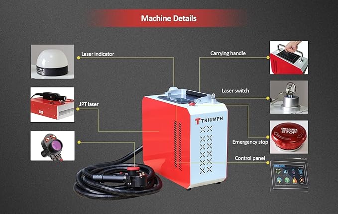 Triumph 300w Pulse Laser Rust Remover Laser Rust Removal Machine Pulse Hand-held Fiber Laser Cleaning Machine for Metals with Rust Paint Oil Dirt Stains Coating Remover Laser Cleaner Machine