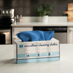 S&T INC. 50 Pack Microfiber Cleaning Cloth with Box, Bulk Towels for Home, Reusable Microfiber Towels for Cars, Cleaning Rags, Blue Color will Vary, 190gsm, 11.8 Inches x 11.8 Inches, 50 Count