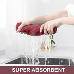 Homaxy Premium Cotton Kitchen Towels 16"x 28", Large Natural Ring Spun 390 GSM Dish Towels, Super Absorbent Terry Kitchen Hand Towels, Soft Tea Towel with Hanging Loop, Red Check Design,8 Pack